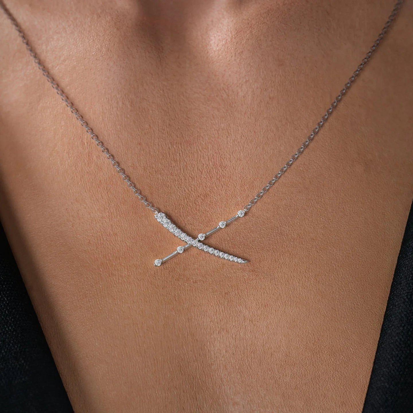 Distant X-Shaped Diamond Necklace13