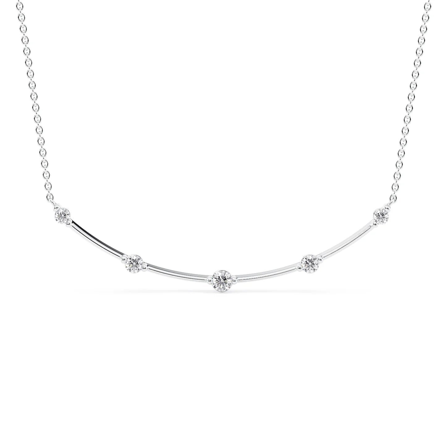 Outlying Curved Diamond Necklace