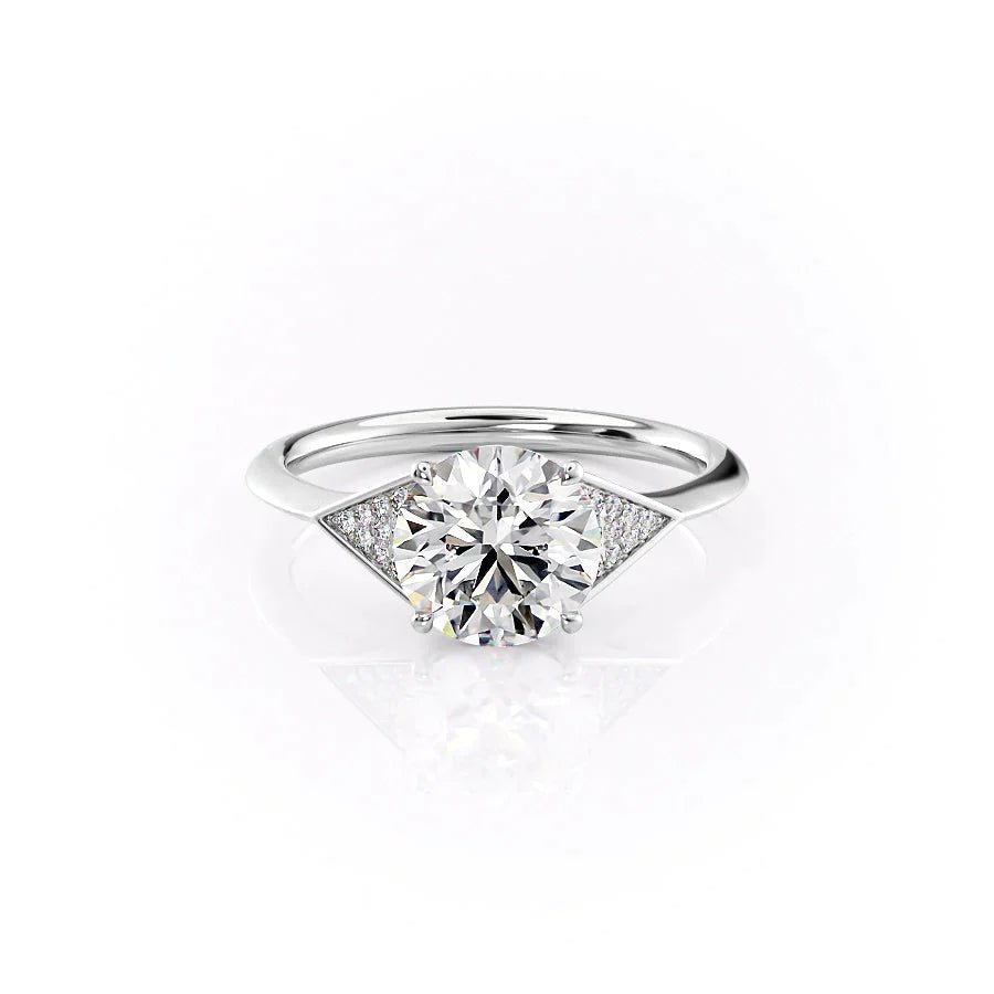 Triangle Side Round Pave Ring