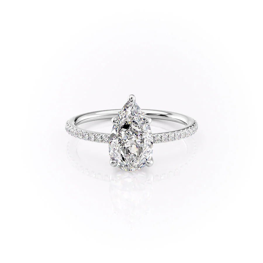 Shimmering Pear Pave Ring