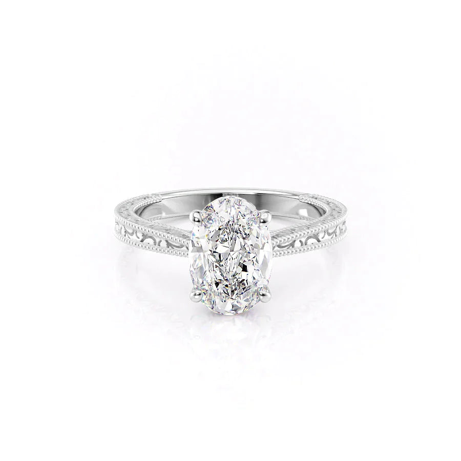 Engraved Oval Pave Ring