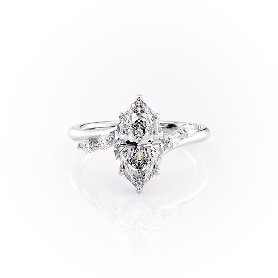 Shimmering Marquise Side Stone Ring