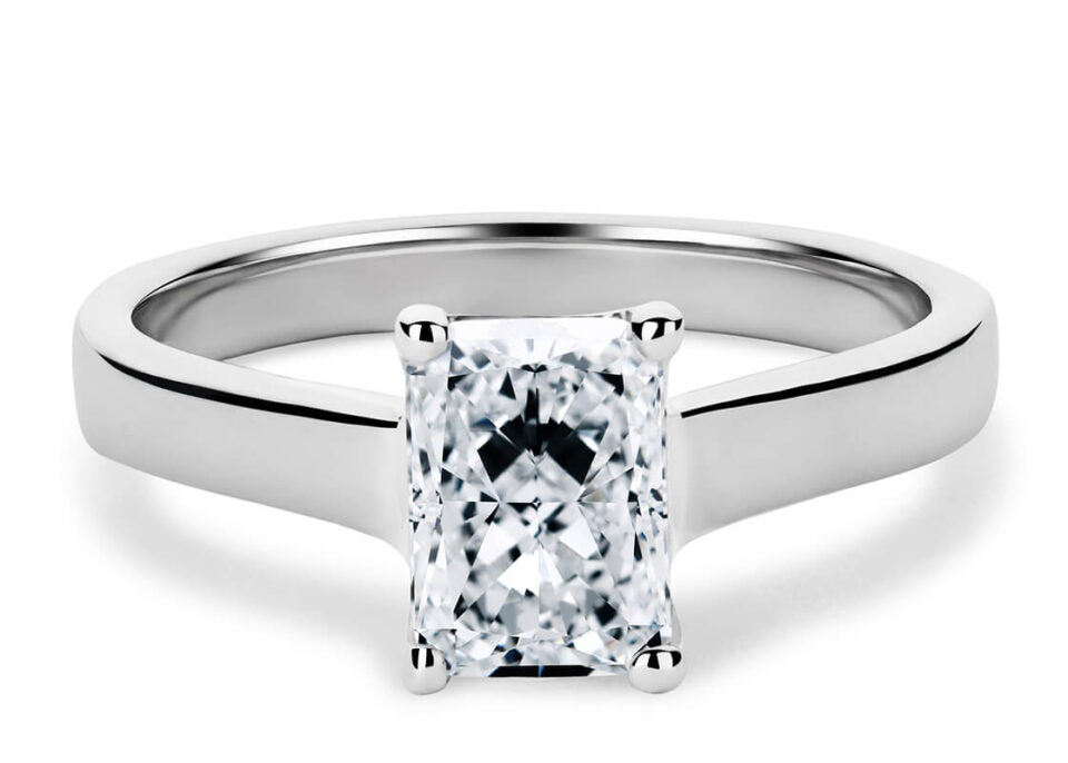 Radiant minimalist solitaire ring