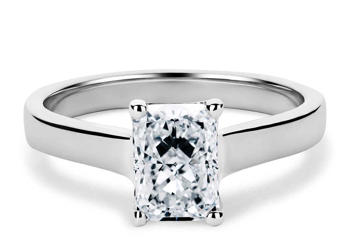 Radiant minimalist solitaire ring