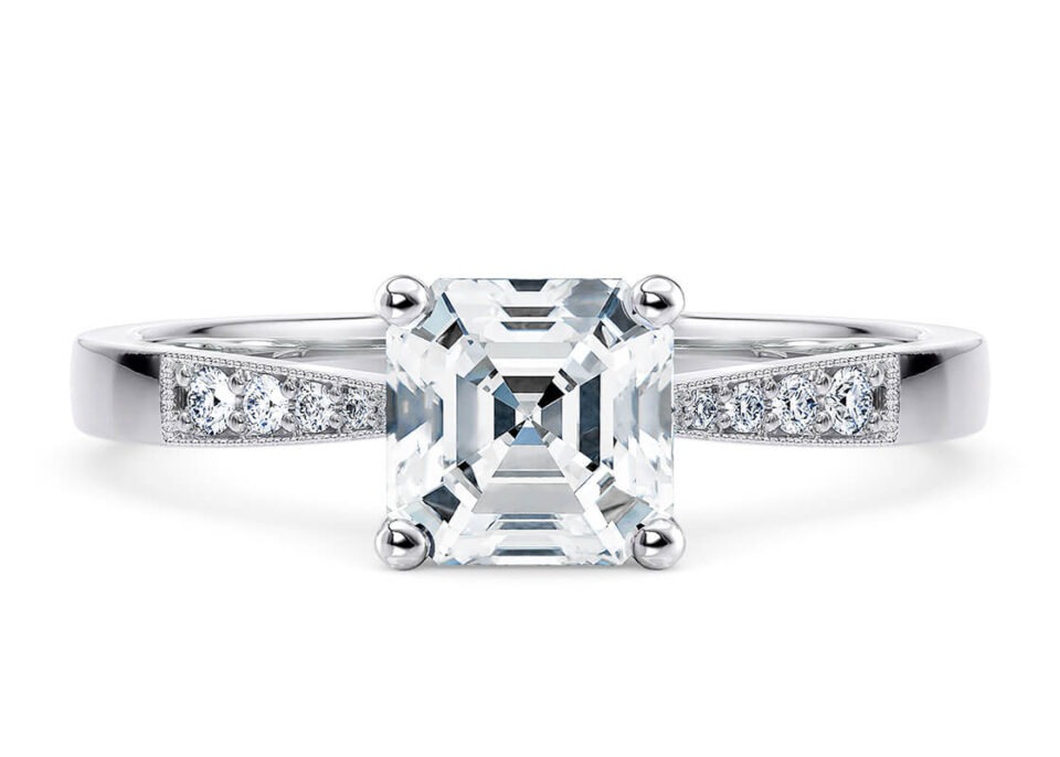 Asscher tapered micro-set ring